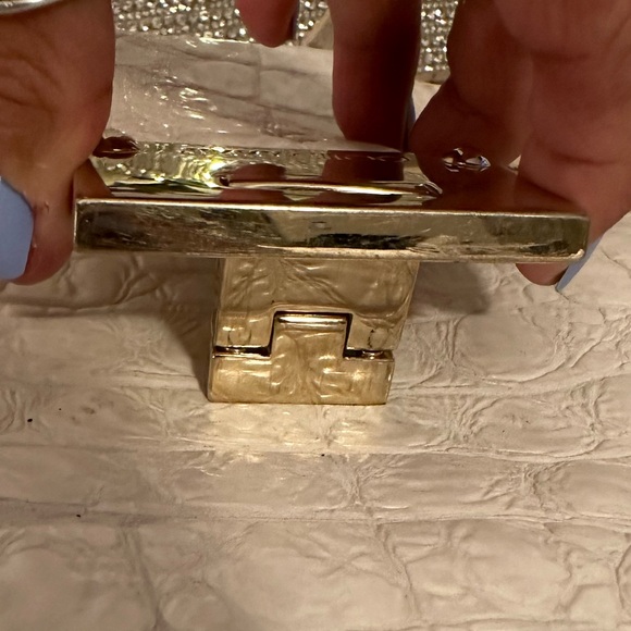 JIMMY CHOO Authentic Ivory Rhea Leather Croc Luxe Handbag - Picture 6 of 16